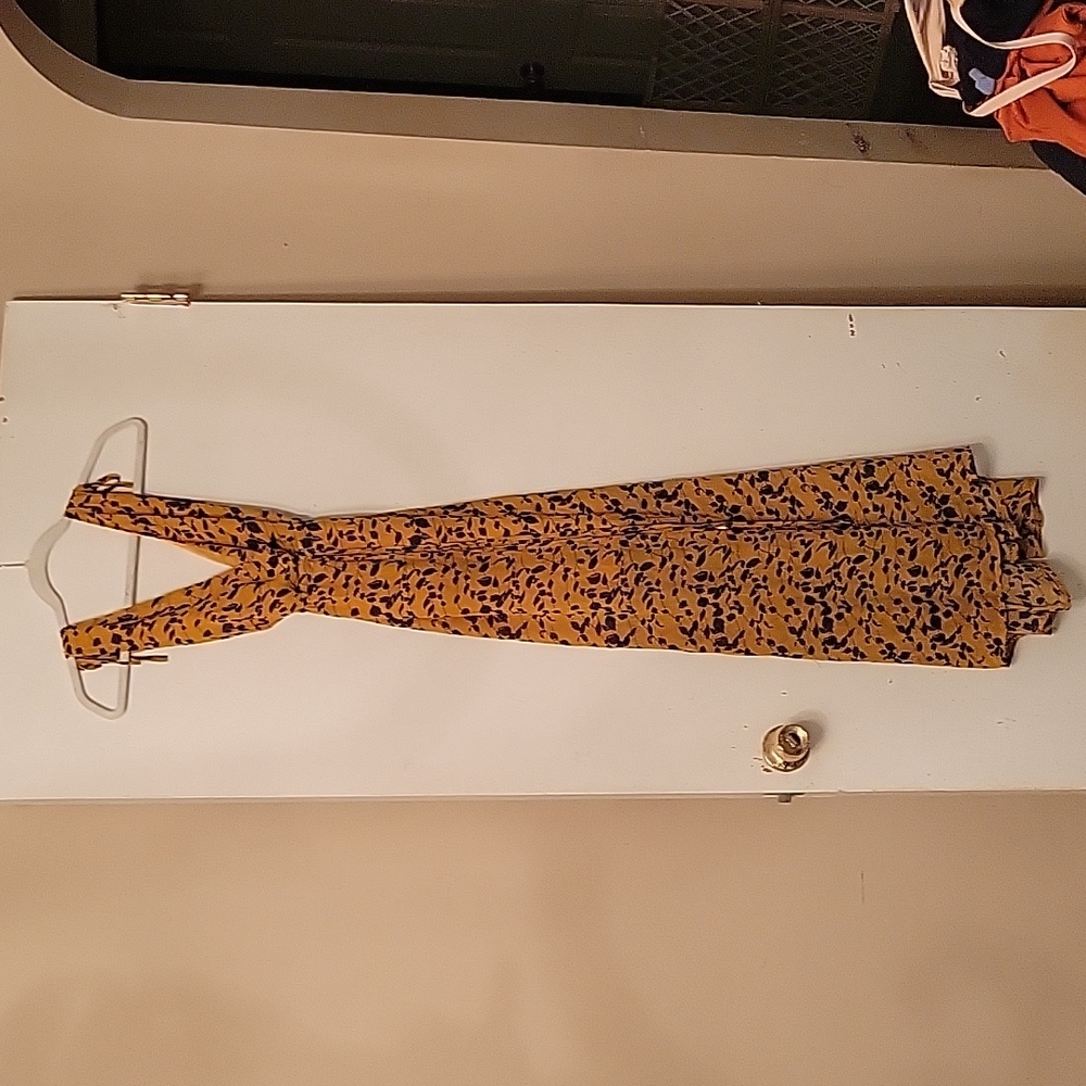 Ankle length, Yellow & Purple flowered Dress